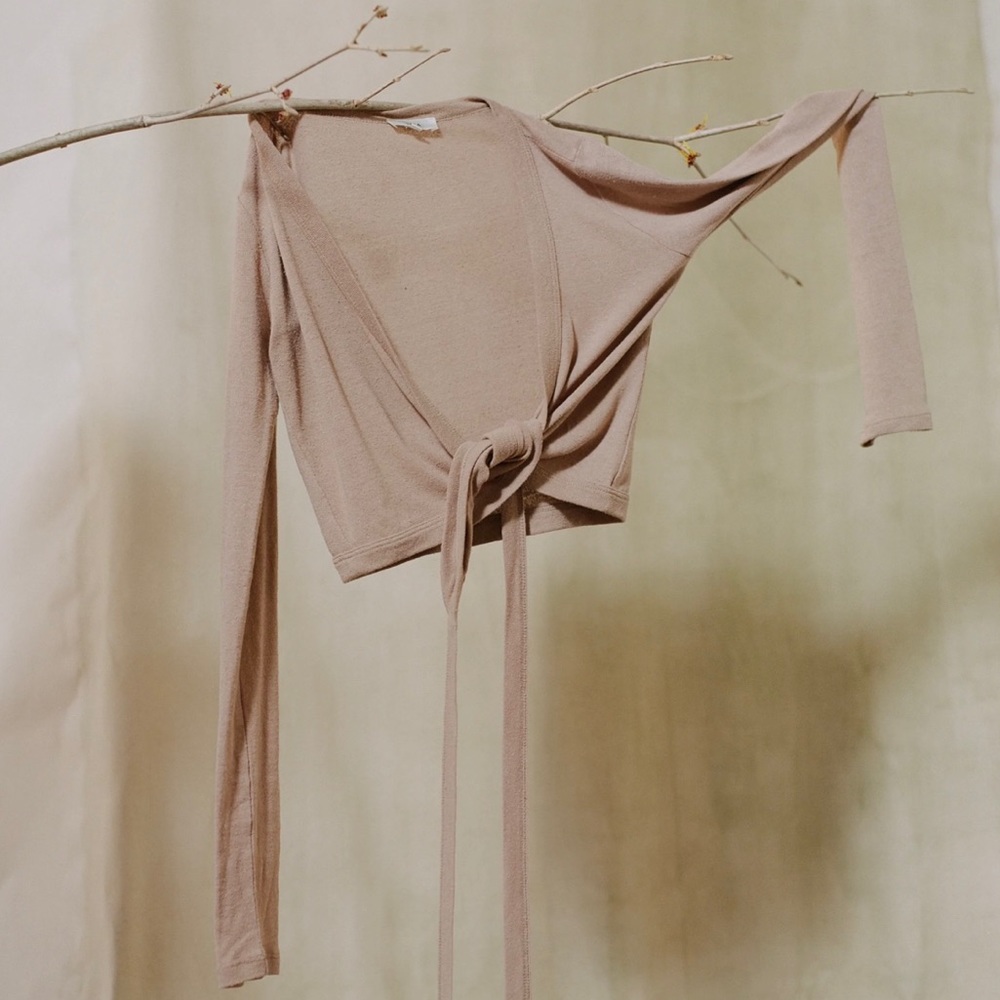 Ozma Dance Wrap Silk Noil in Tea, size Small